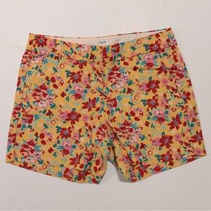 J.Crew Yellow Floral Cotton Shorts Size 2 Textured Summer Gardencore